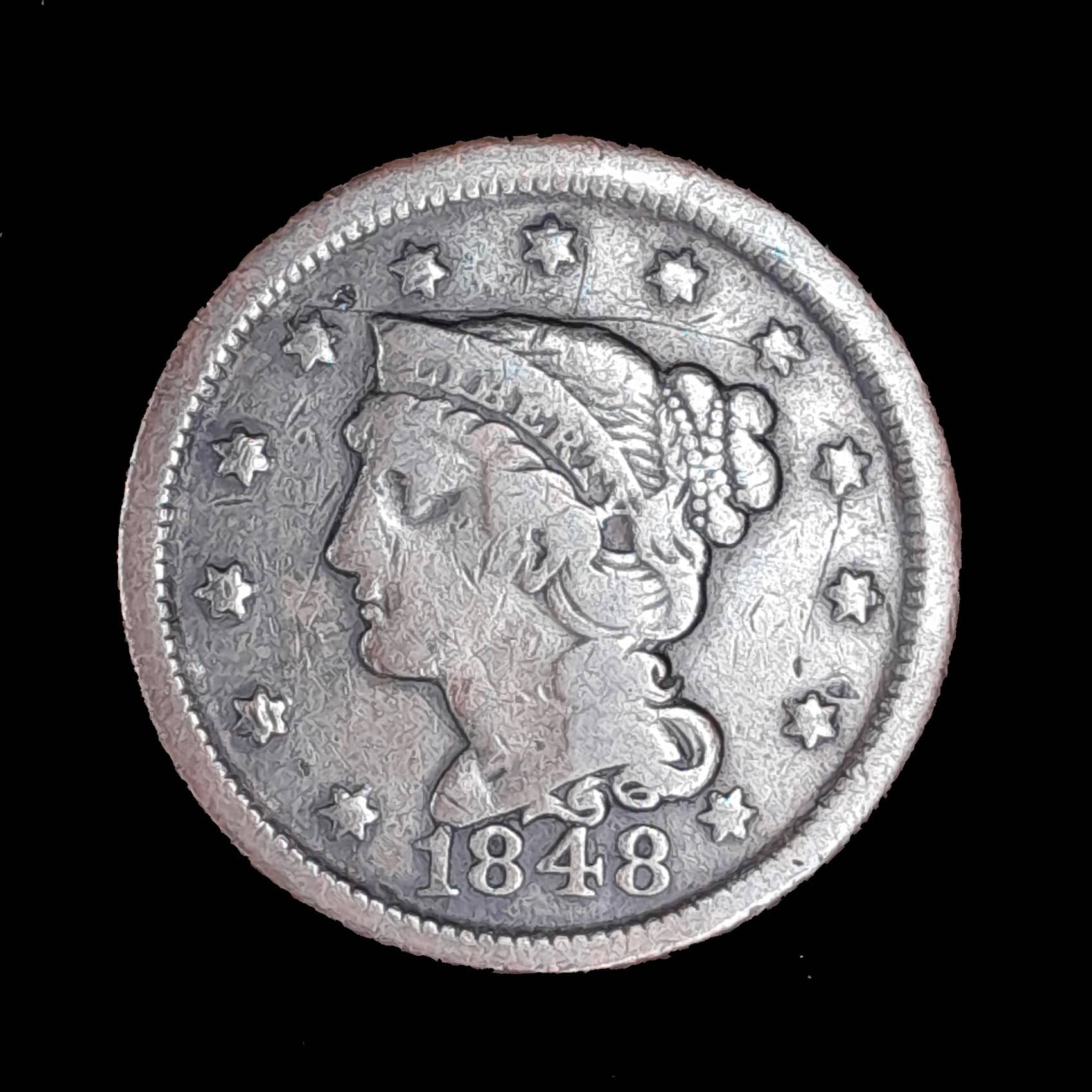 Estados Unidos 1 Cent 1848 Muy Bueno KM 67