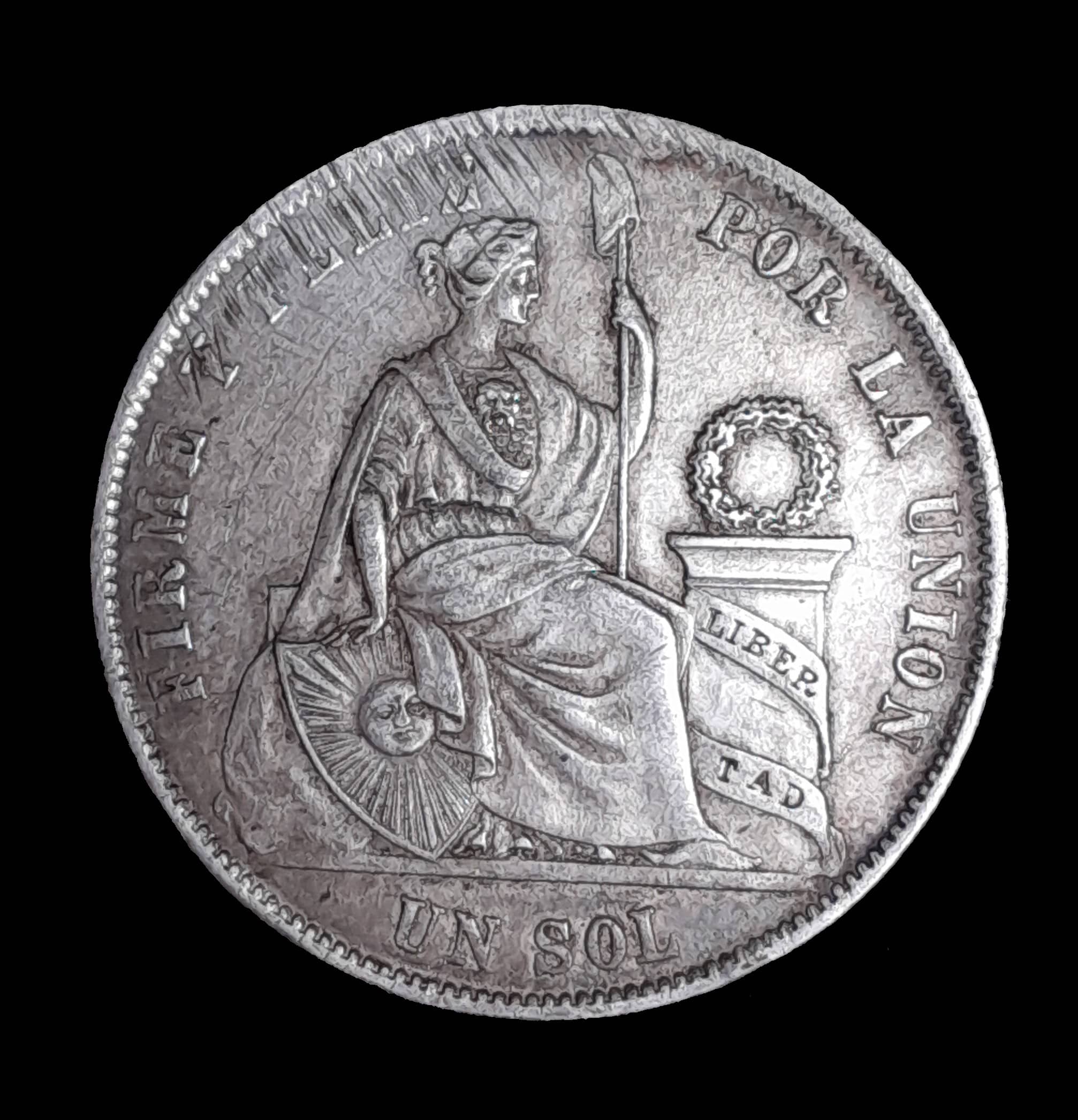 Perú 1 Sol 1871 YJ Muy Bueno Plata KM 196.3