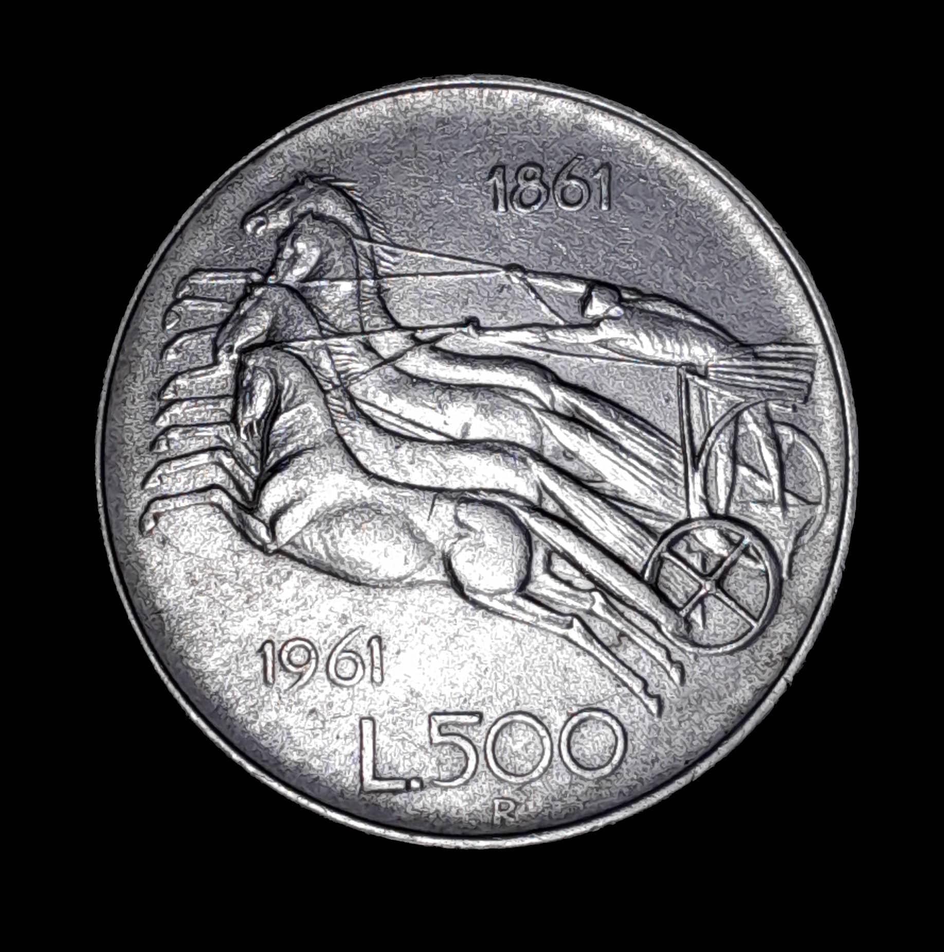Italia 500 Liras 1961 Exc KM 99 Plata Centenario Unión