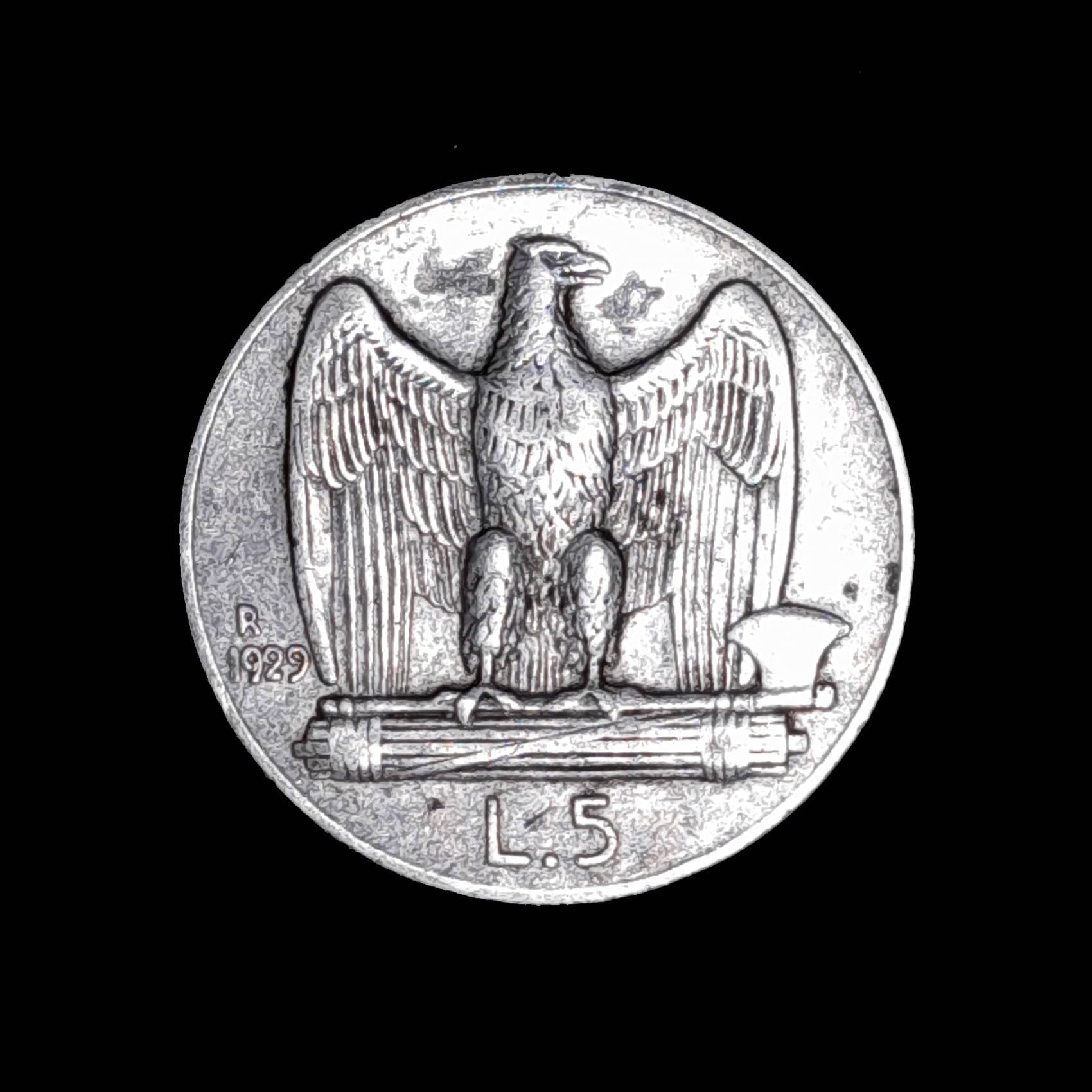 Italia 5 Liras 1929 Excelente Plata KM 67.1