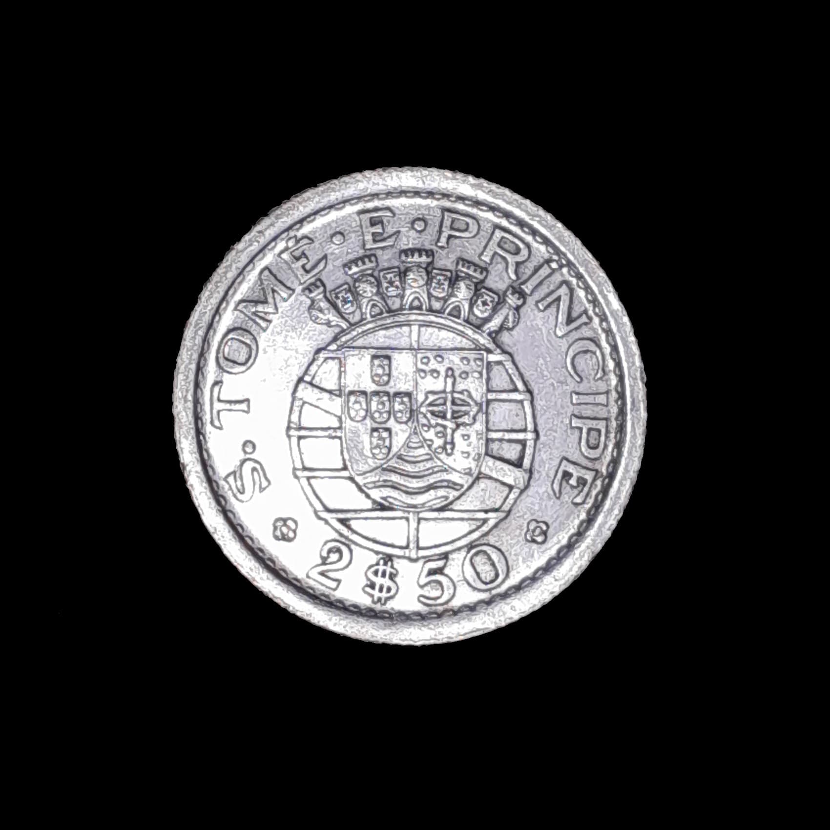 San Tomé & Prince 2,50 Escudos 1951 Exc Plata KM 12 Muy Esca