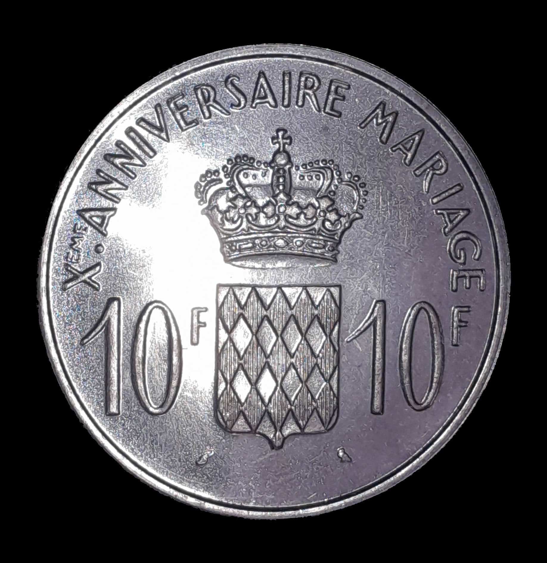 Mónaco 10 Francos 1966 SC Plata X M1 Rainero Matrimonio
