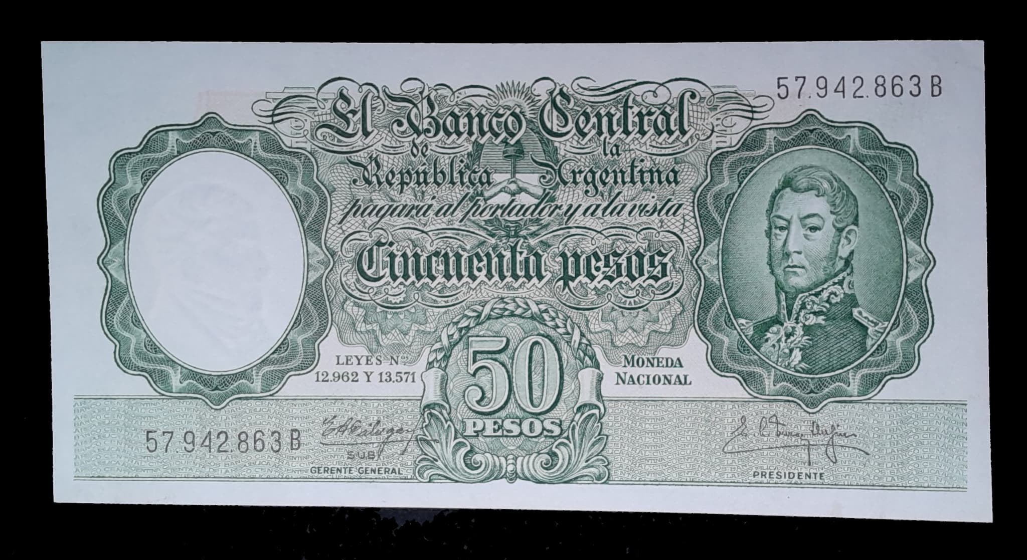 Argentina 50 Pesos Mon. Nac. 1961 Serie B Exc Col. 478b