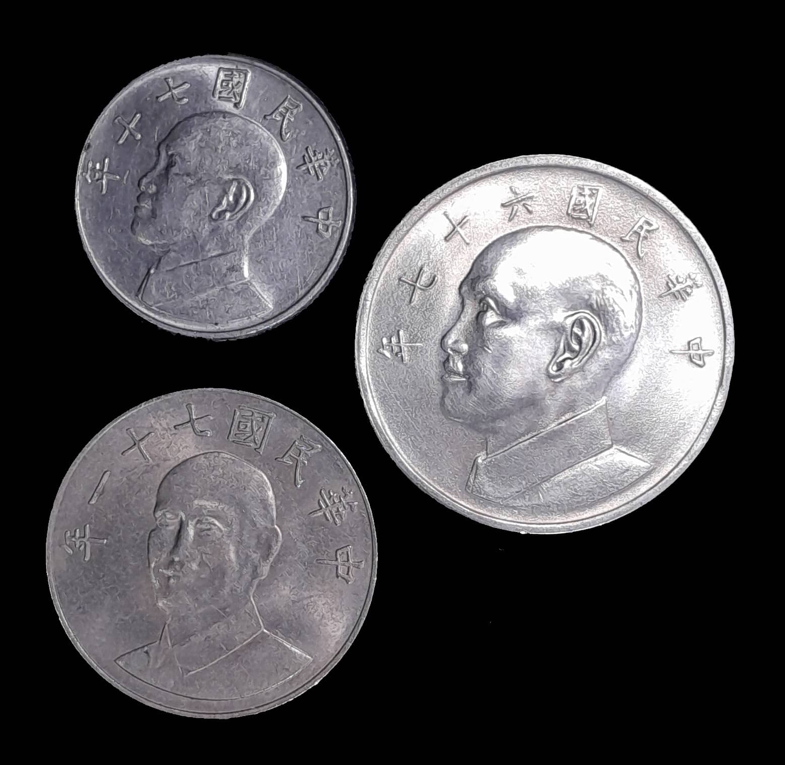 China Taiwan 5 Dólares 1978, 5 Dólares 1981 y 10 Dólares 198