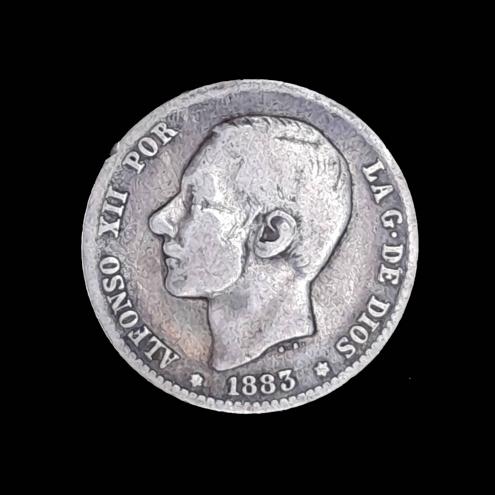 España 1 Peseta 1883 MSM MB Plata KM 686 Alfonso XII
