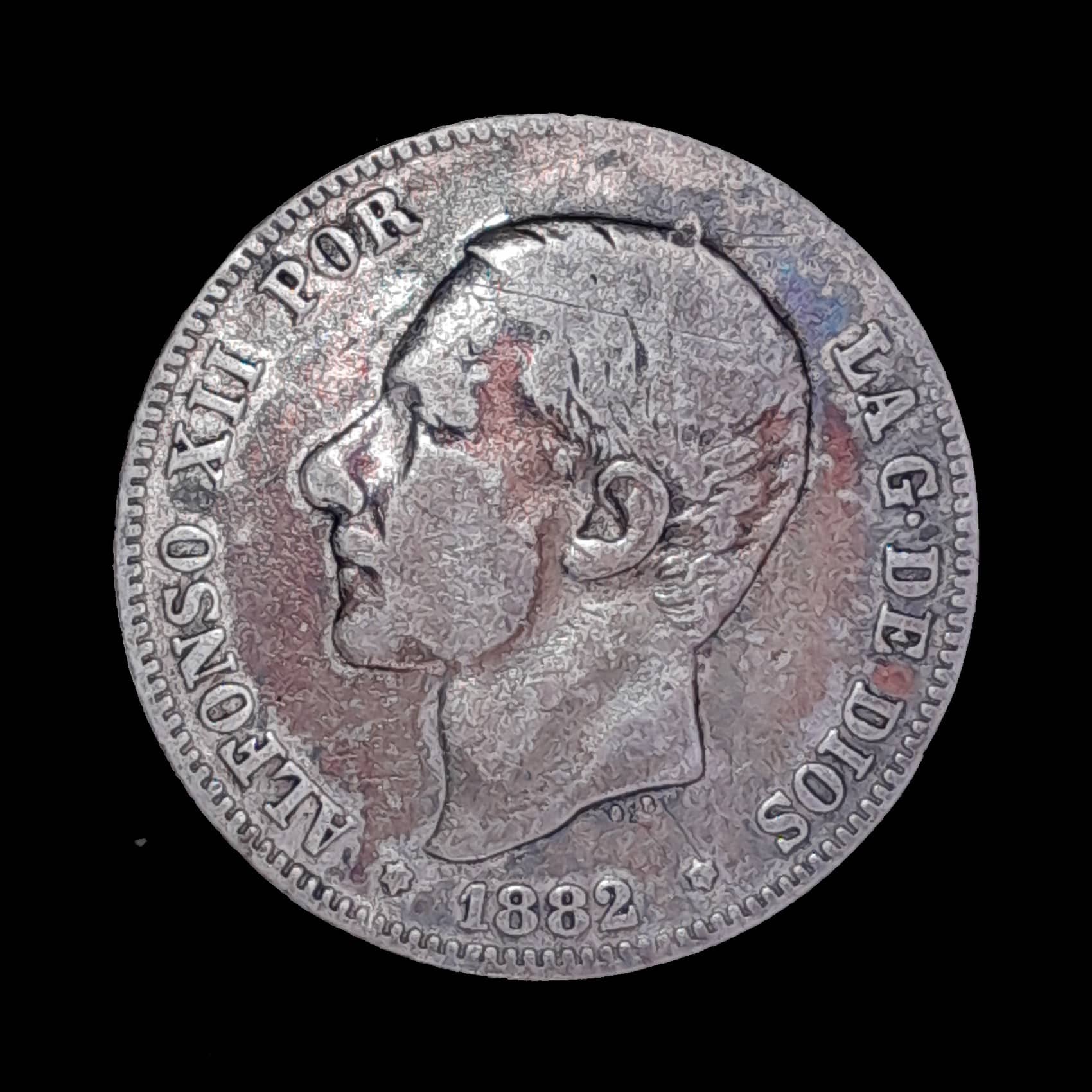 España 2 Pesetas 1882 MSM MB Plata KM 678.2