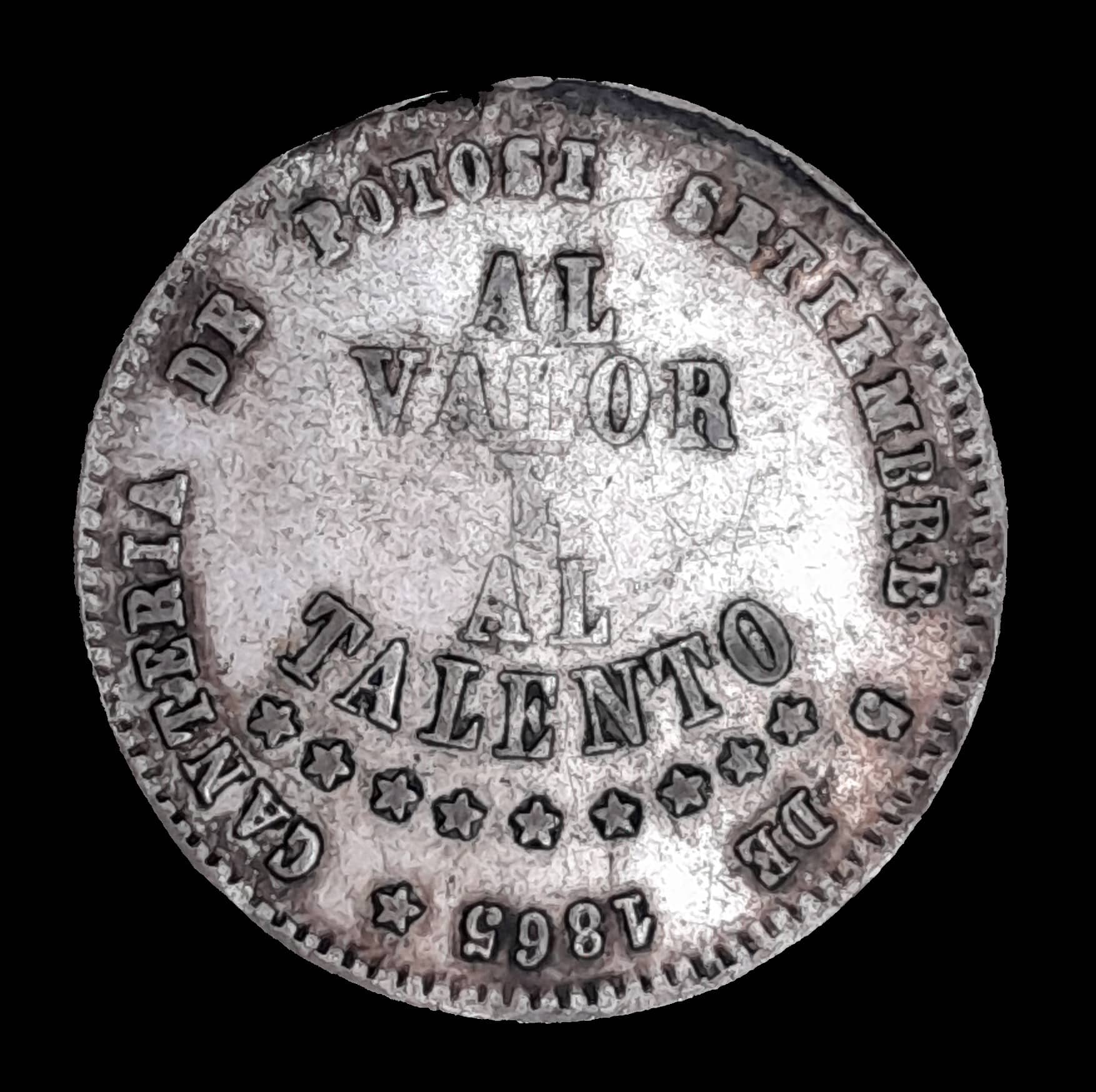 Bolivia 1/2 Melgarejo 1865 Muy Bueno Plata KM 145