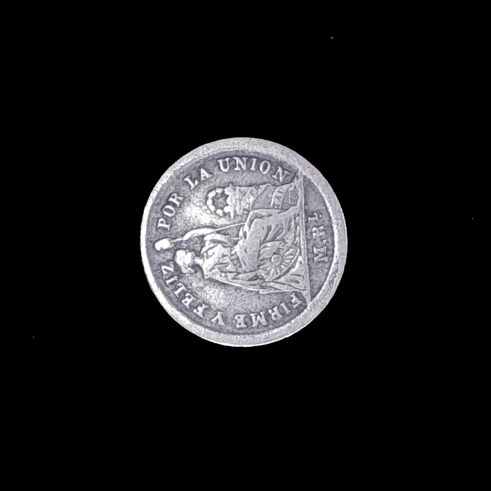 Perú 1/2 Real 1860 Muy Bueno Plata KM 180 Reverso cruz