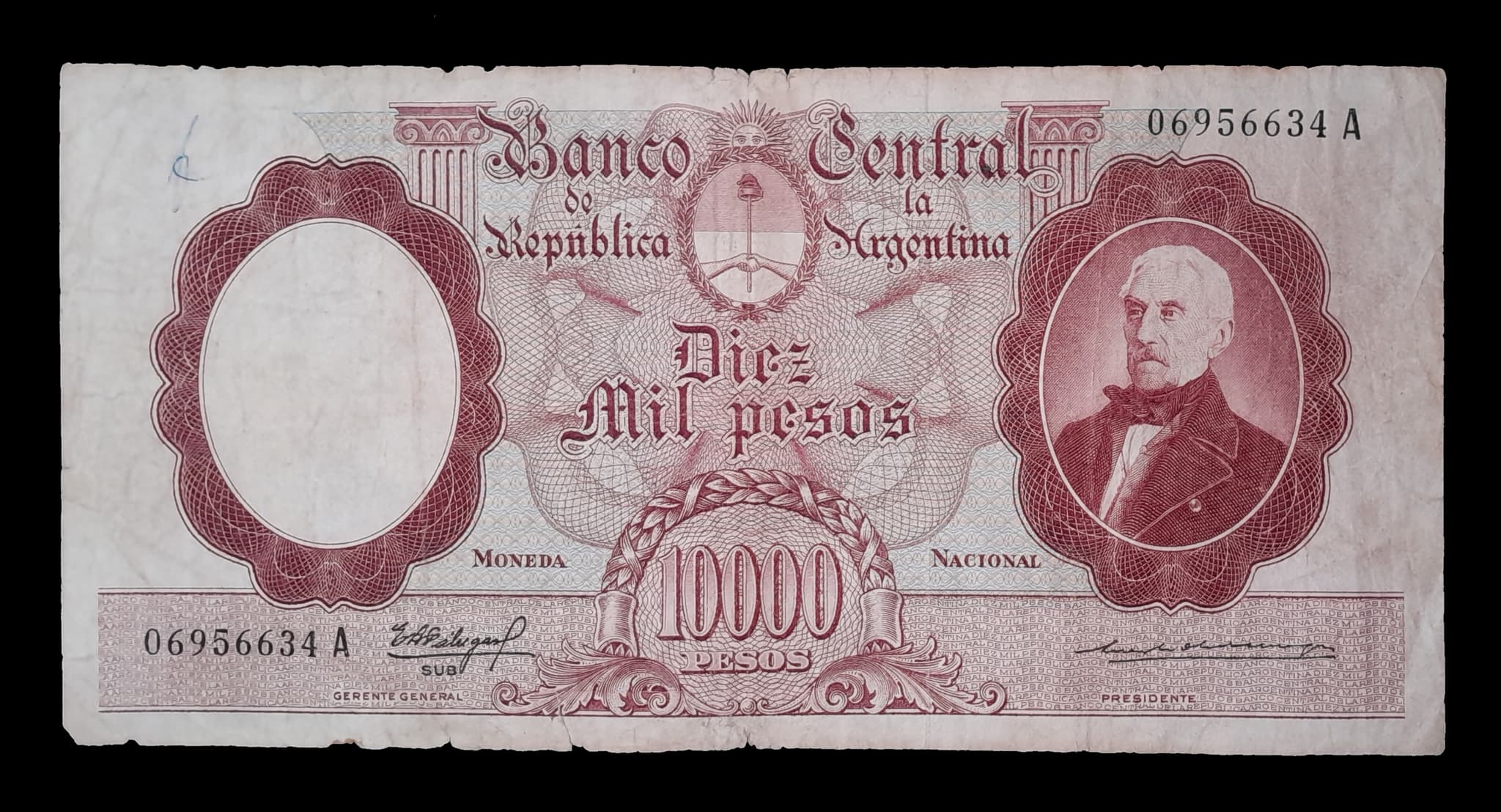 Argentina 10000 Pesos Mon. Nac. 1962 Serie A Reg Col. 547