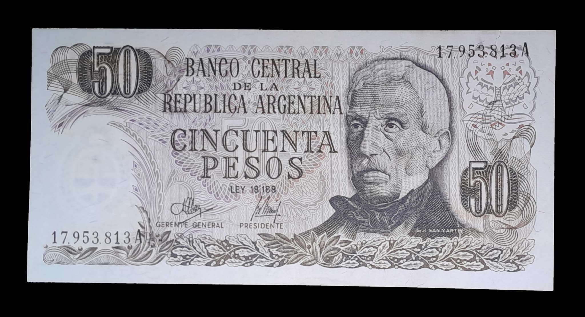 Argentina 50 Pesos Ley 1973 Serie A MB Col. 623a