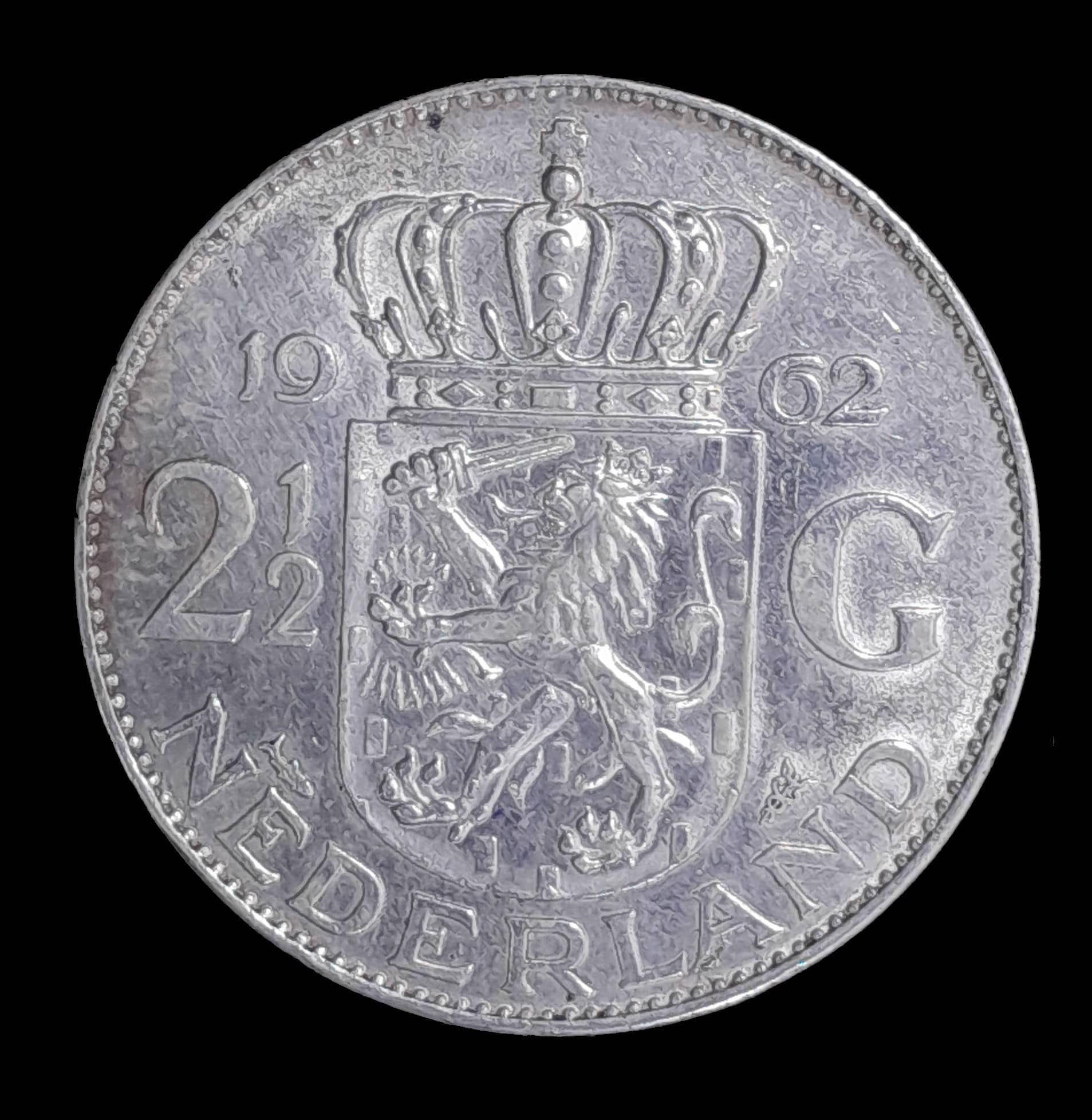 Países Bajos 2 1/2 Gulden 1962 Excelente Plata KM 185