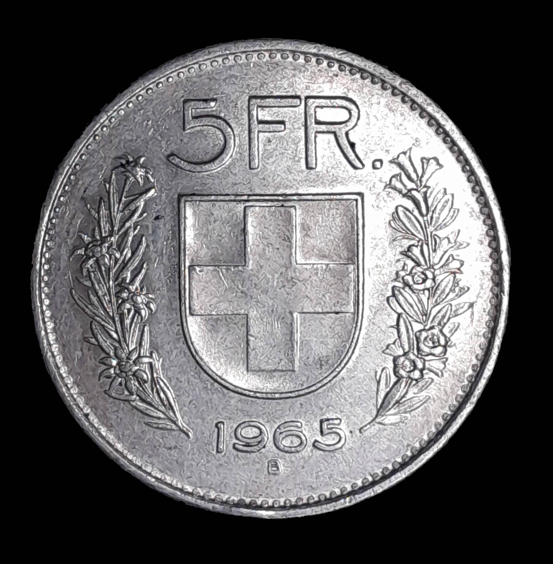 Suiza 5 Francos 1965 Excelente Plata KM 40