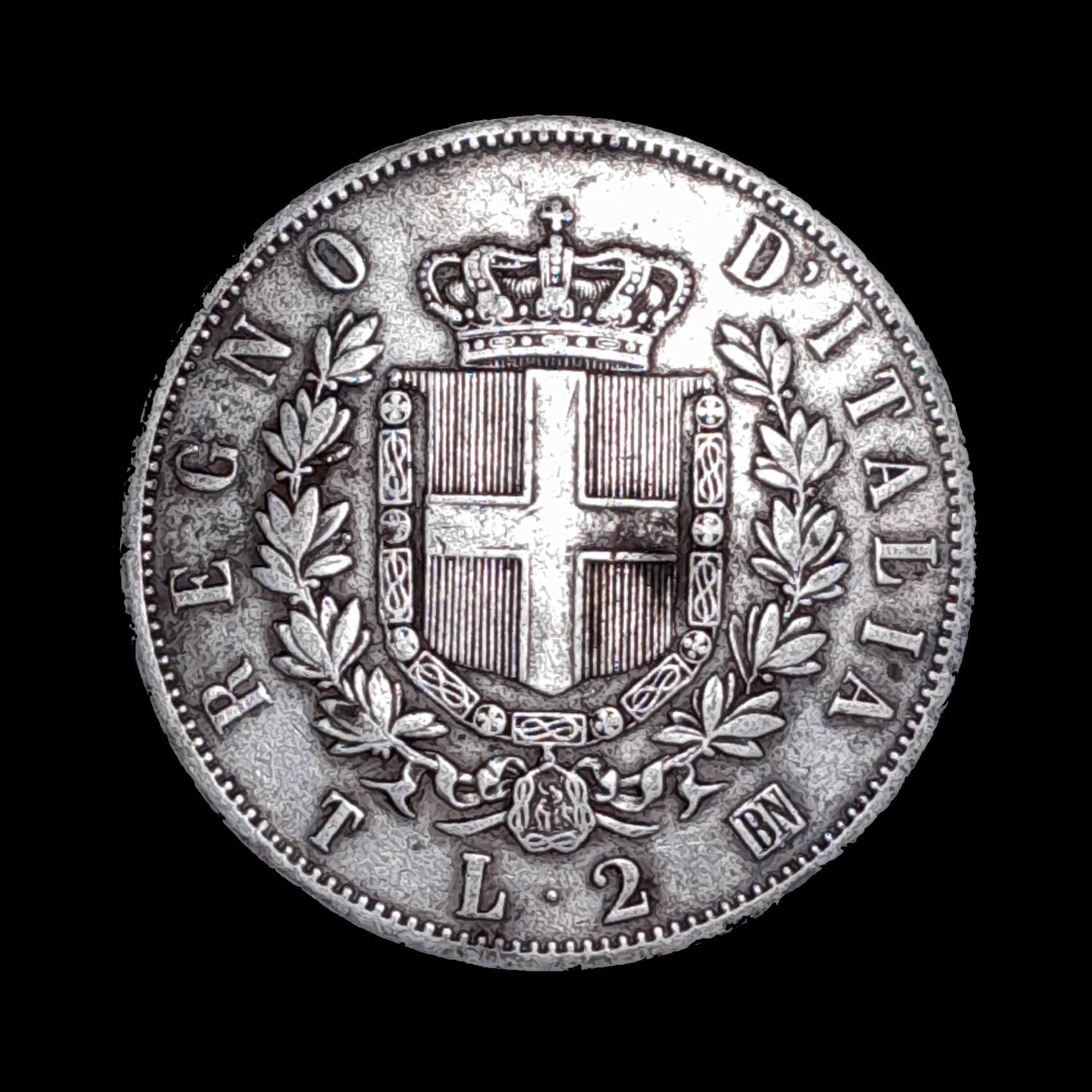 Italia 2 Liras 1863 T BN Excelente Plata KM 6a.2 Escasa