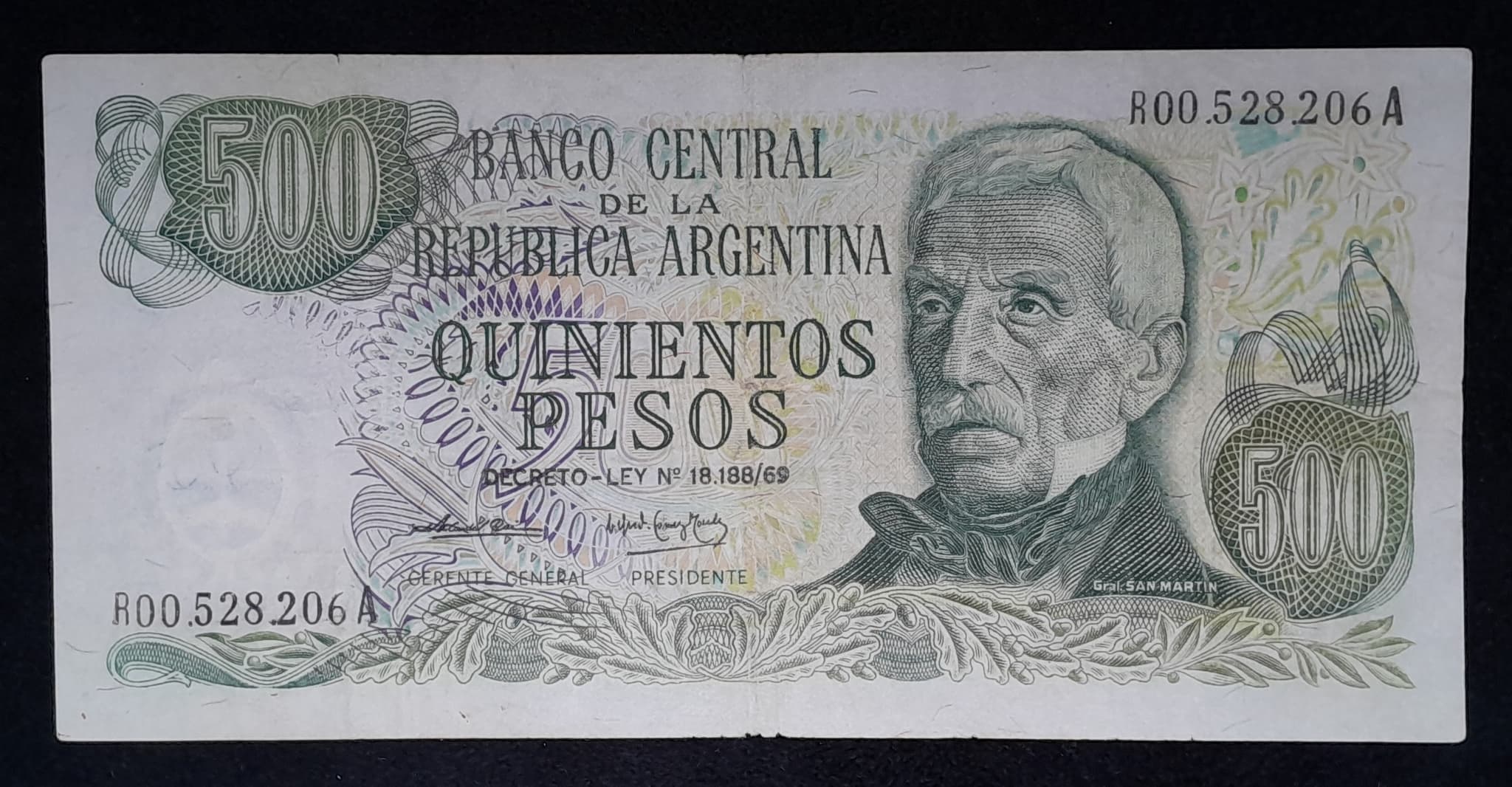 Argentina 500 Pesos Ley 1974 Reposición MB Col. 641R1