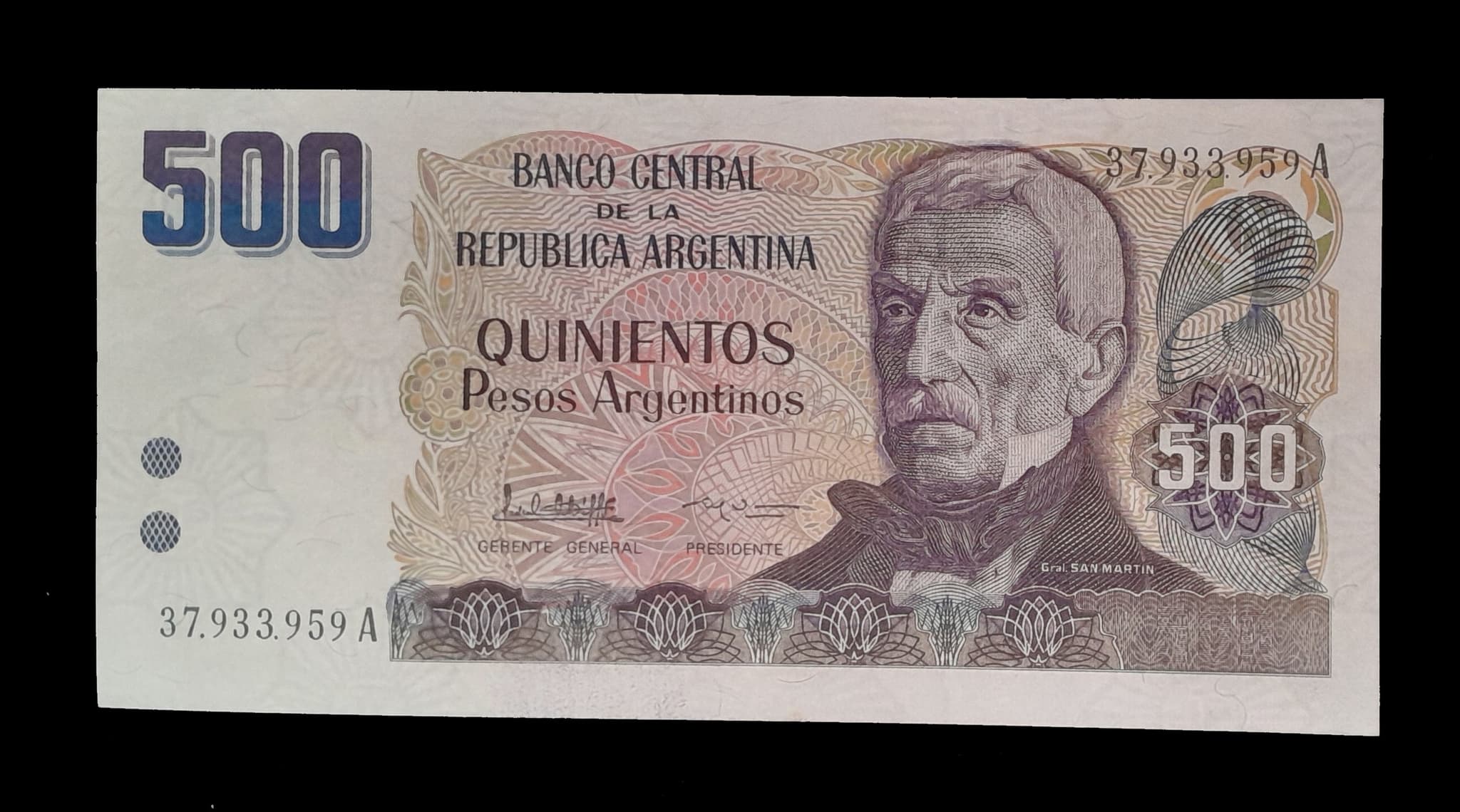 Argentina 500 Pesos Argentinos 1984 Serie A Exc Col. 684b