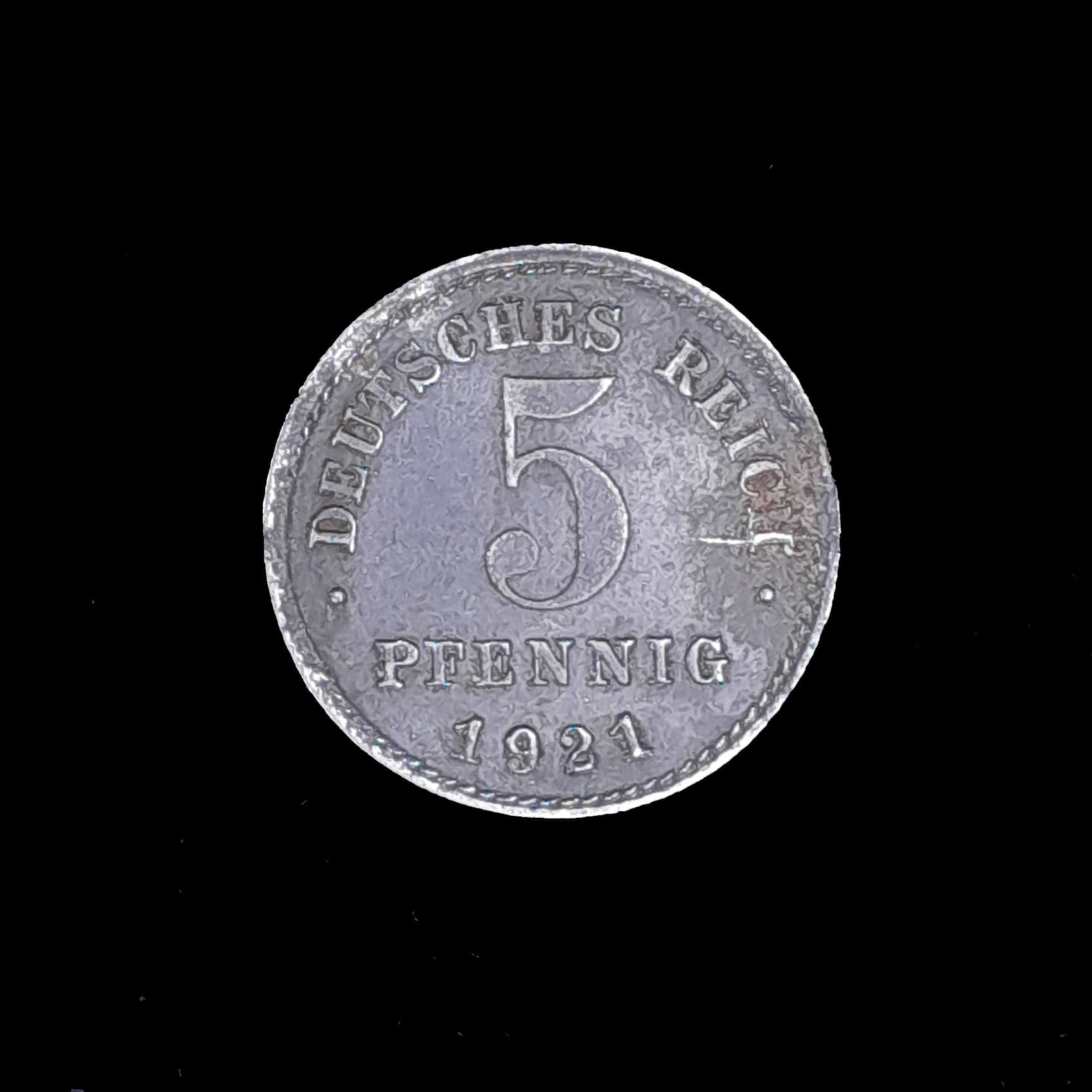 Alemania Imperio 5 Pfennig 1921 J Muy Bueno KM 19