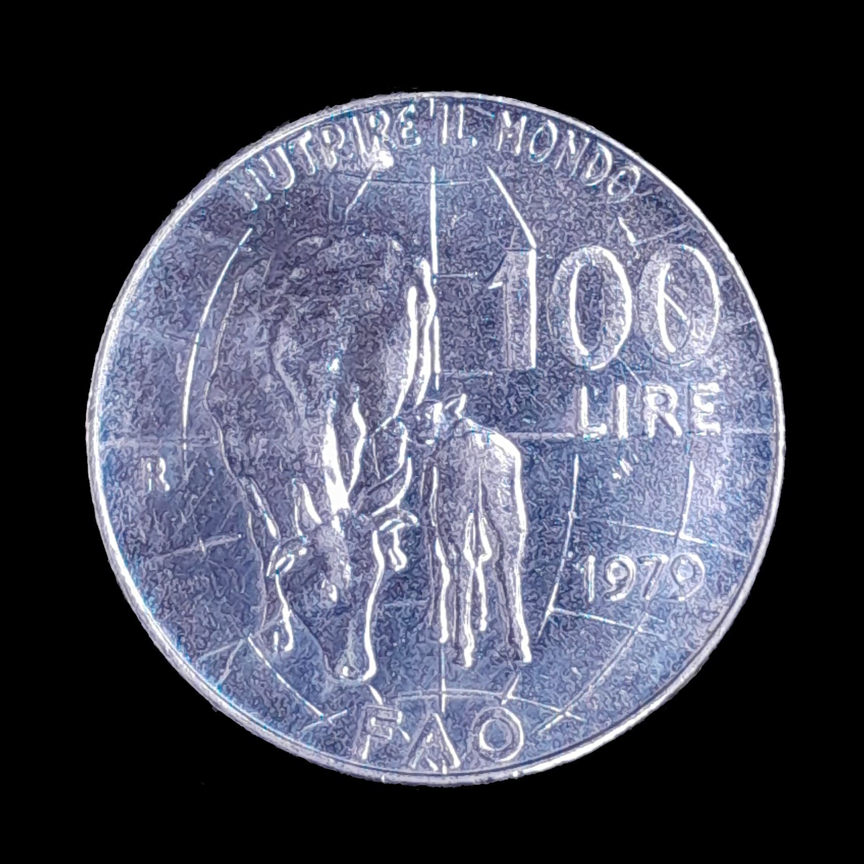 Italia 100 Liras 1979 Excelente KM 106 Ganado FAO