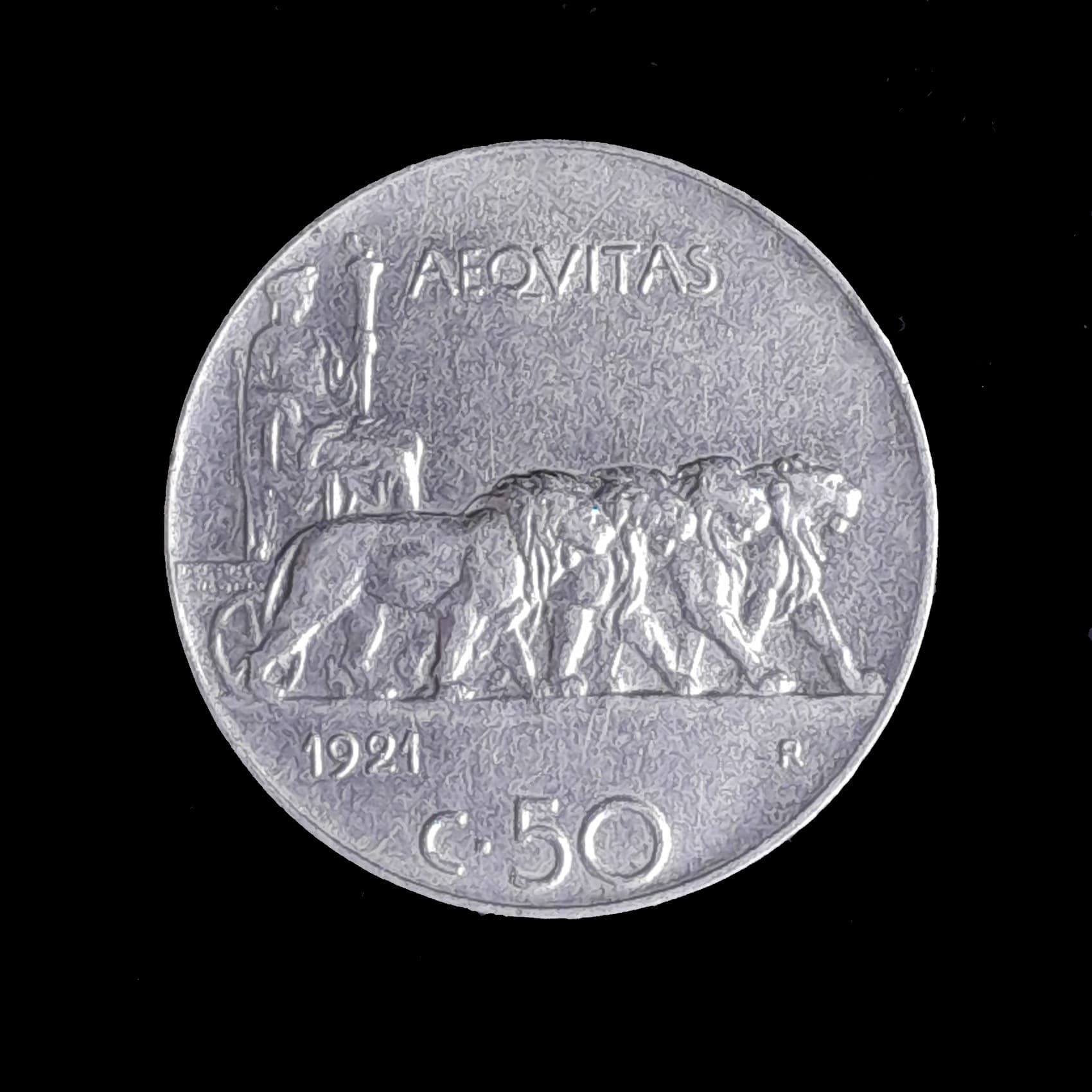 Italia 50 Centesimi 1921 Muy Bueno KM 61.1 Canto liso