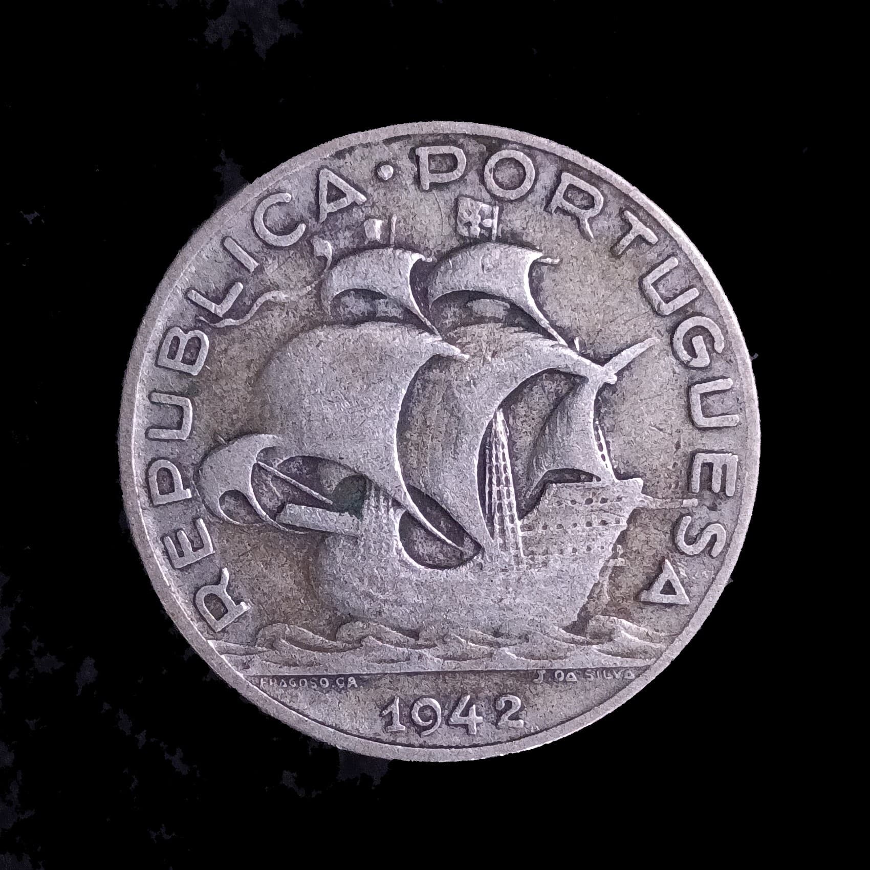 Portugal 5 Escudos 1942 Muy Bueno KM 581 Plata Carabela