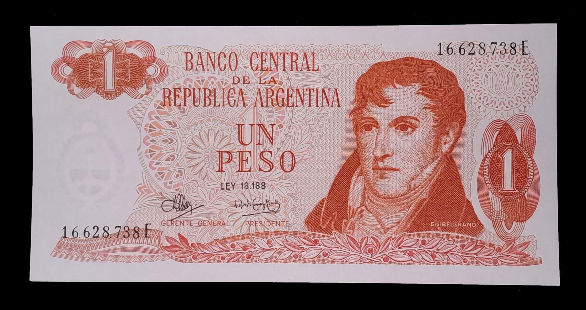 Argentina 1 Peso Ley 1973 Serie E Sin Circular Col. 605b