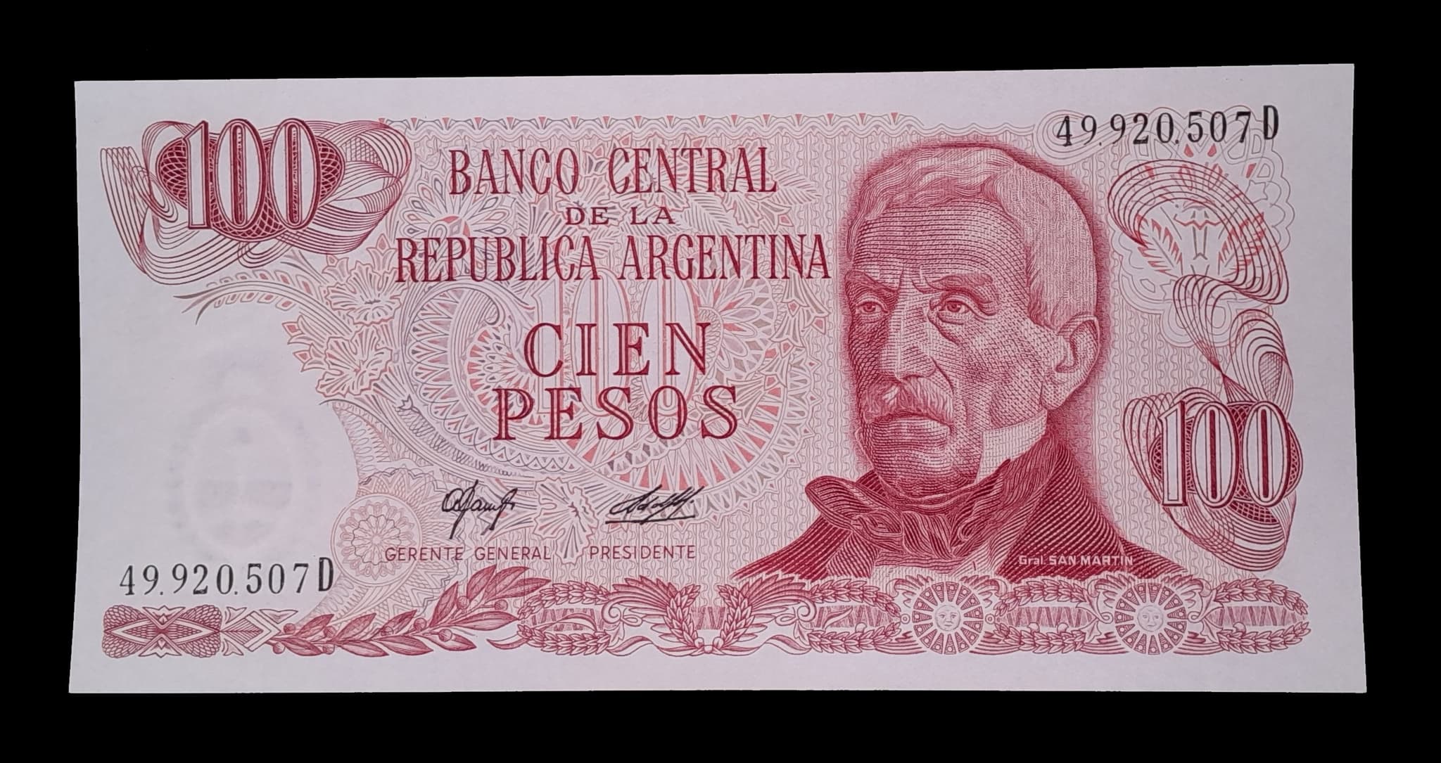 Argentina 100 Pesos Ley Serie D 1977 Sin Circular Col. 638b
