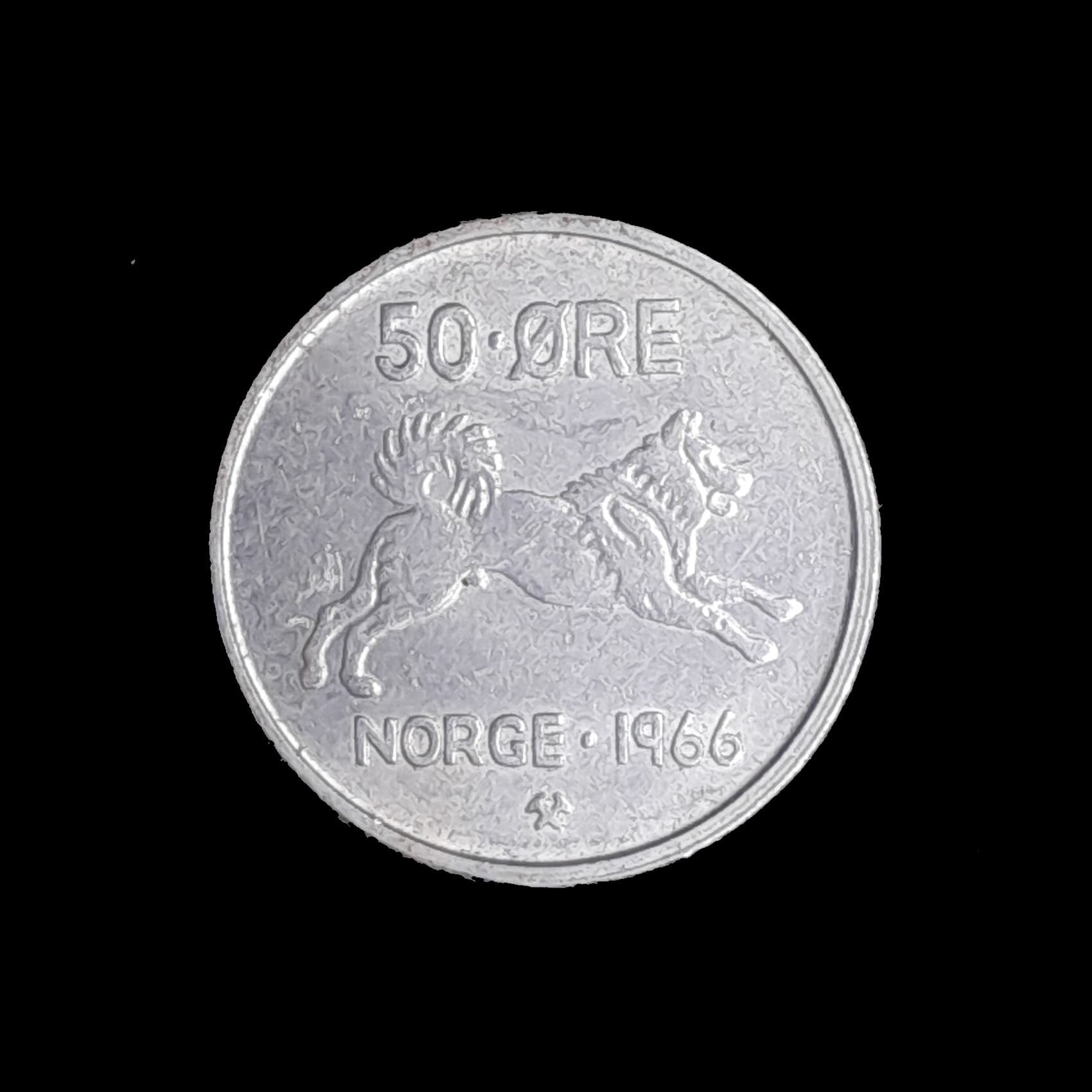 Noruega 50 ore 1966 Excelente KM 408 Perro de Caza