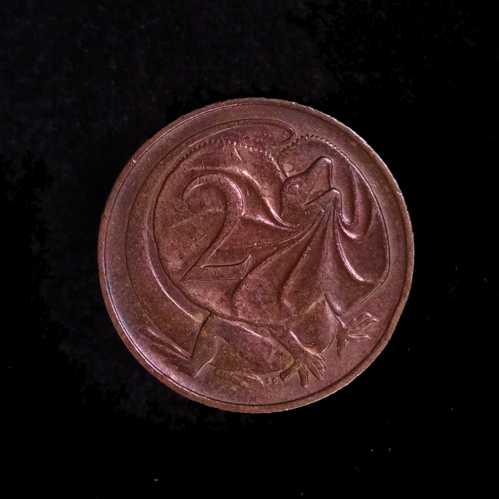 Australia 2 Cents 1968 Exc KM 63 Lagarto de cuello