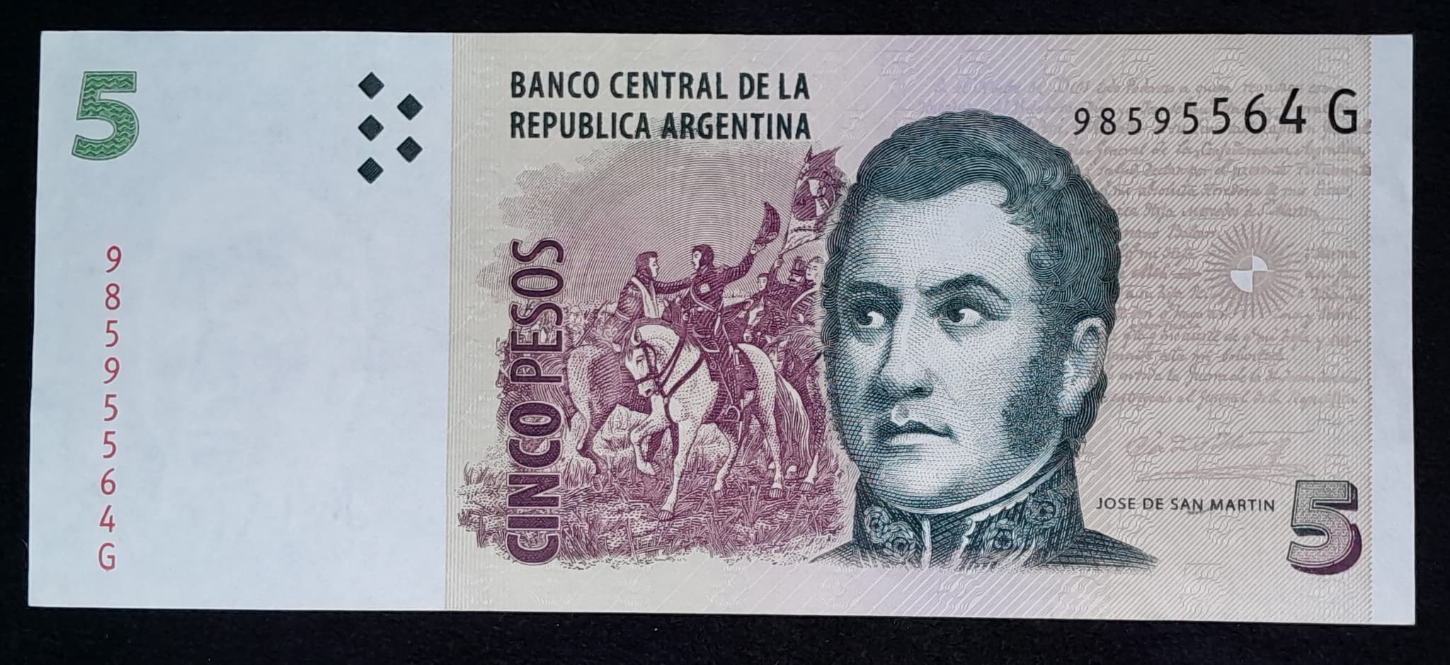 Argentina 5 Pesos Serie G 2012 Excelente Col. 771a