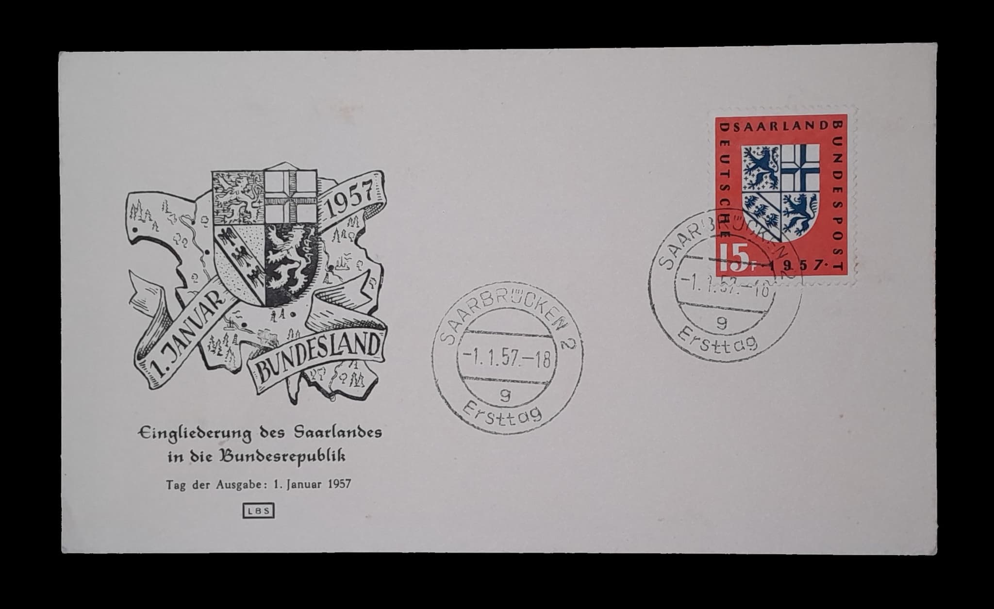 Alemania Saarland Sobre Primer Día Exc 1956
