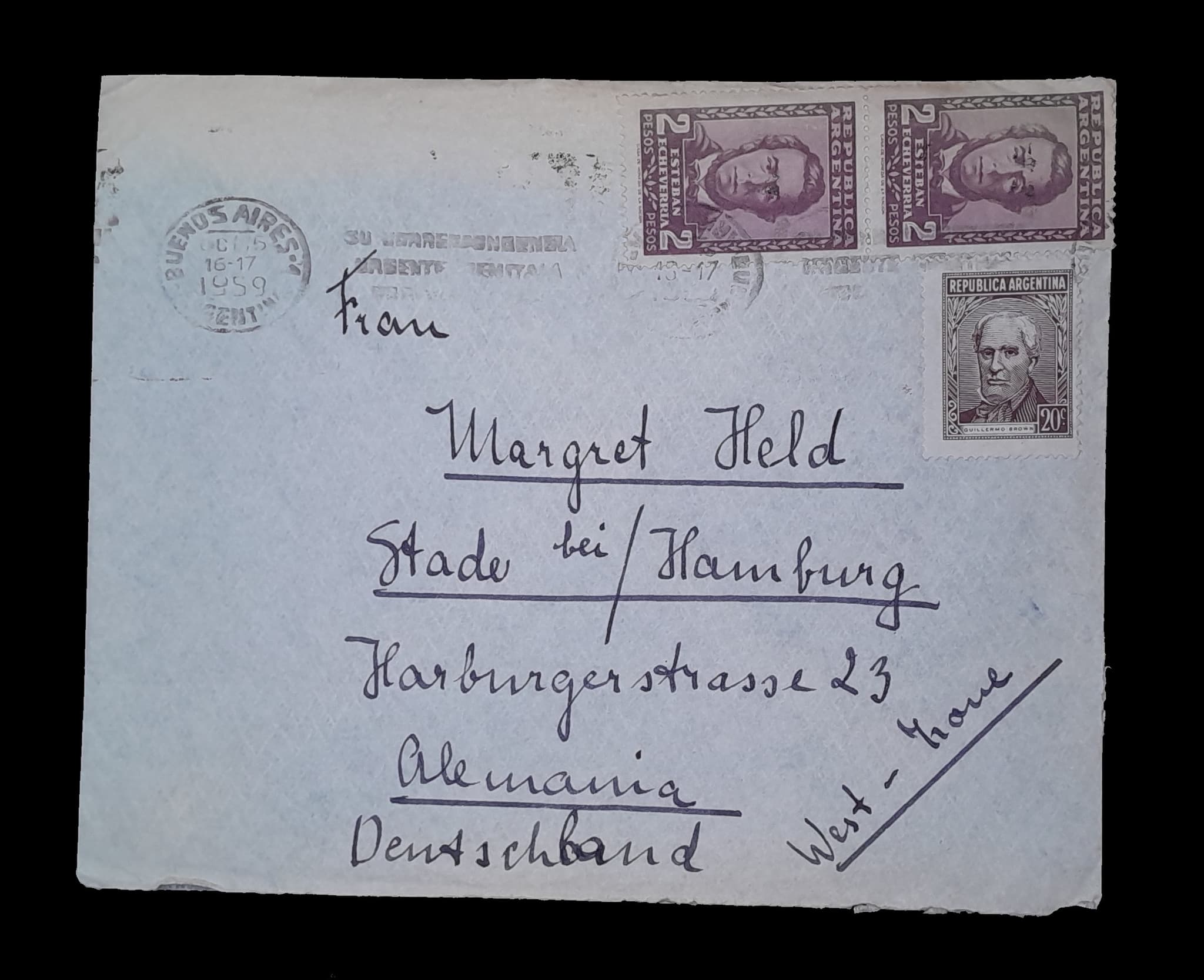 Argentina Sobre circulado a Alemania 1959