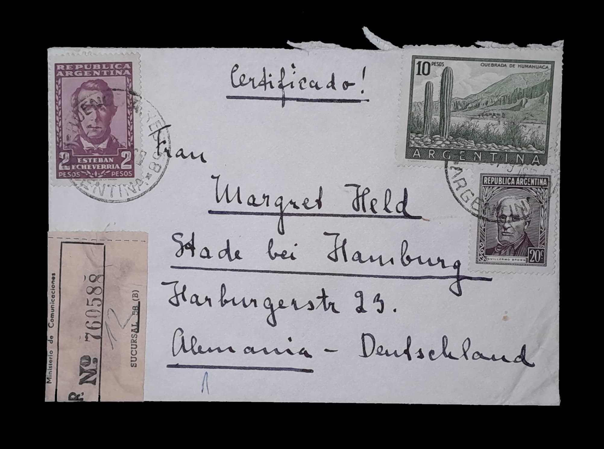 Argentina Sobre Aéreo circulado a Alemania 1959