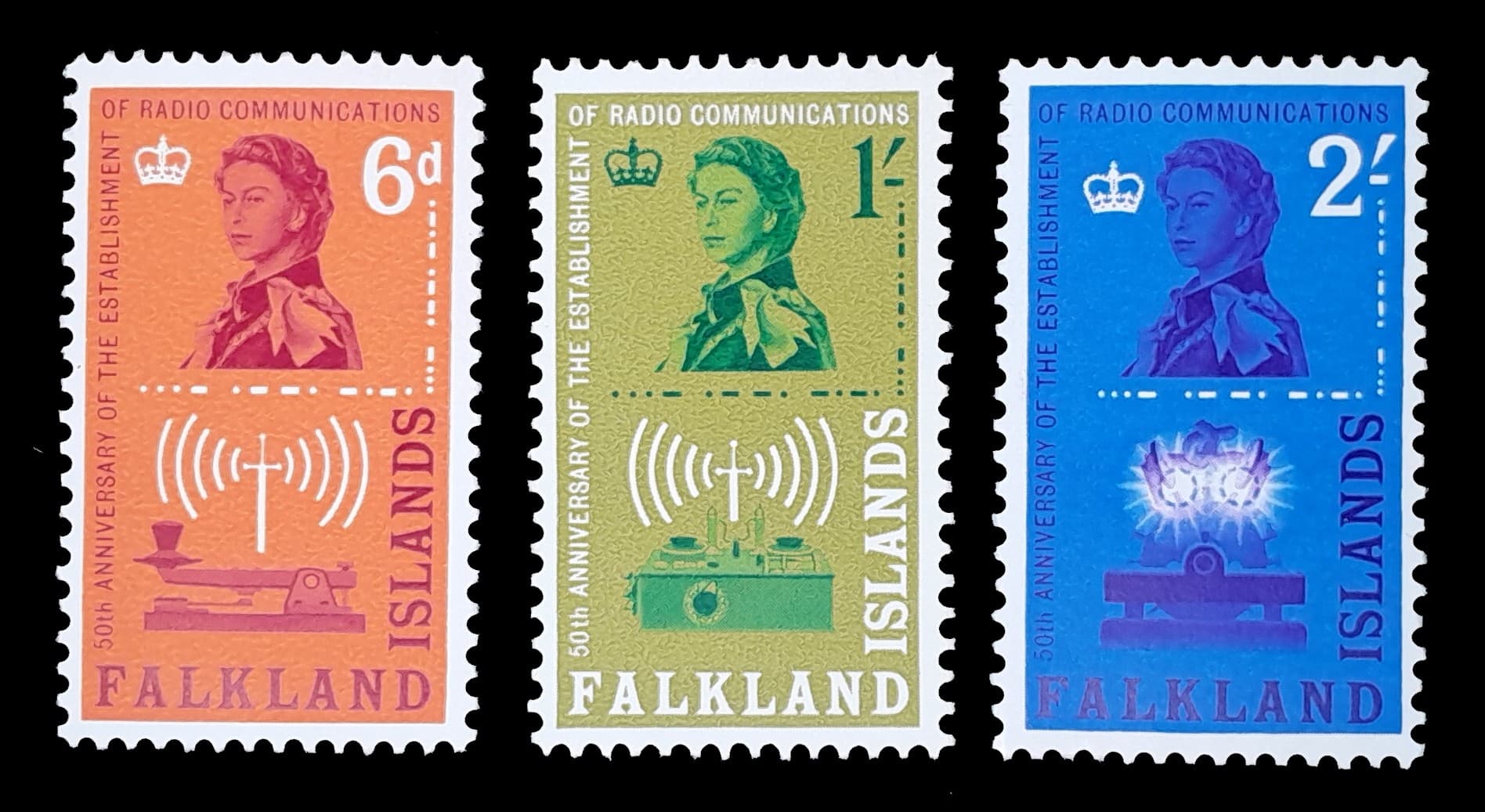 Islas Malvinas 1962 50 Años de la Radio MInt. Yv. 137/9