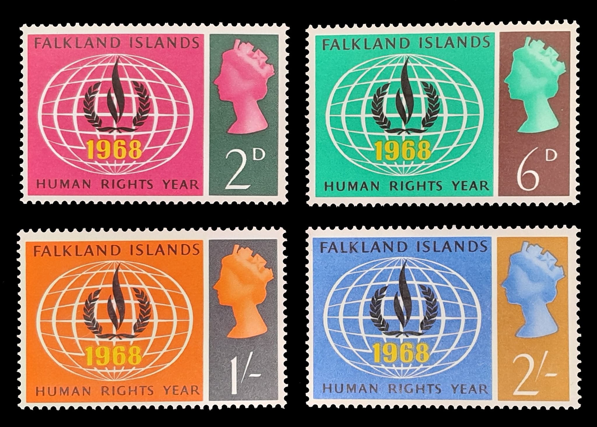 Islas Malvinas 1968 Derechos del Hombre Mint. Yv. 156/9