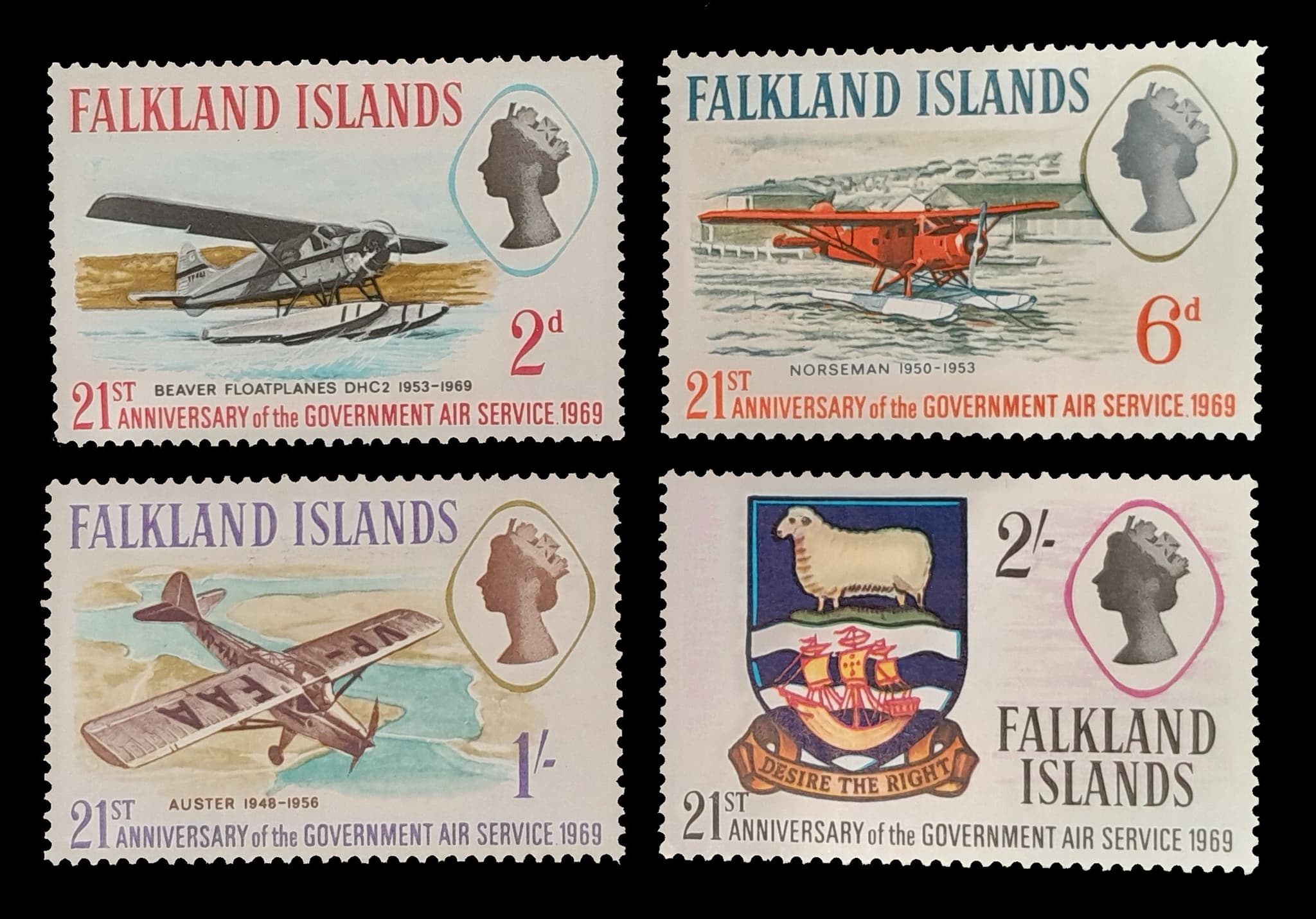 Islas malvinas 1969 Servicio Aereo Oficial Mint. Yv. 174/77