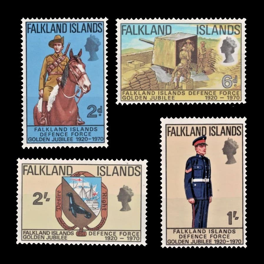Islas Malvinas 1970 50 Años Fuerzas de Defensa Nv. C/g Yv. 182/5