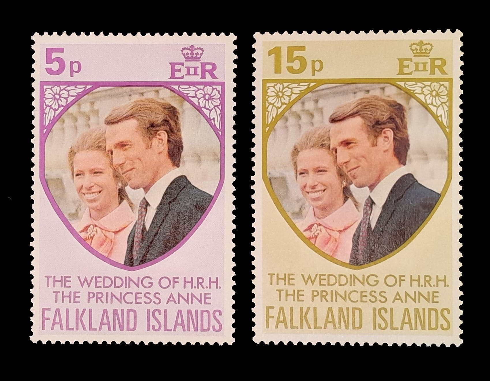 Islas malvinas 1973 Boda Real Princesa Ana Mint. Yv. 219/20
