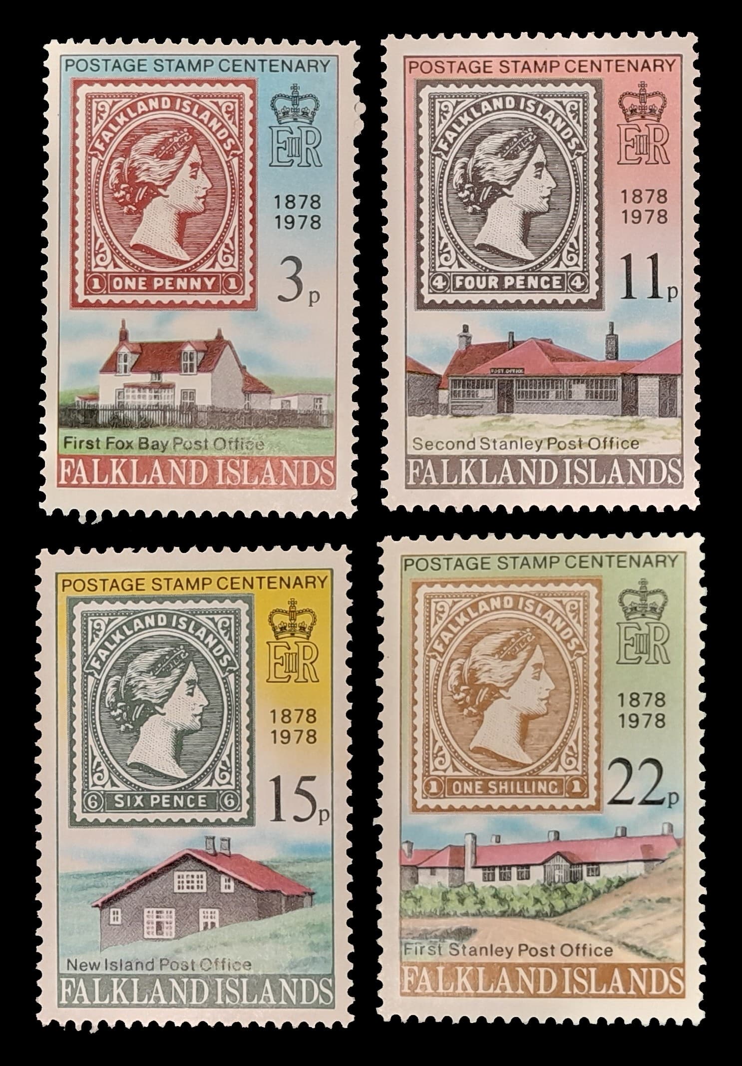 Islas Malvinas 1978 100 Años del 1er Sello Postal Nv. Yv. 274/77
