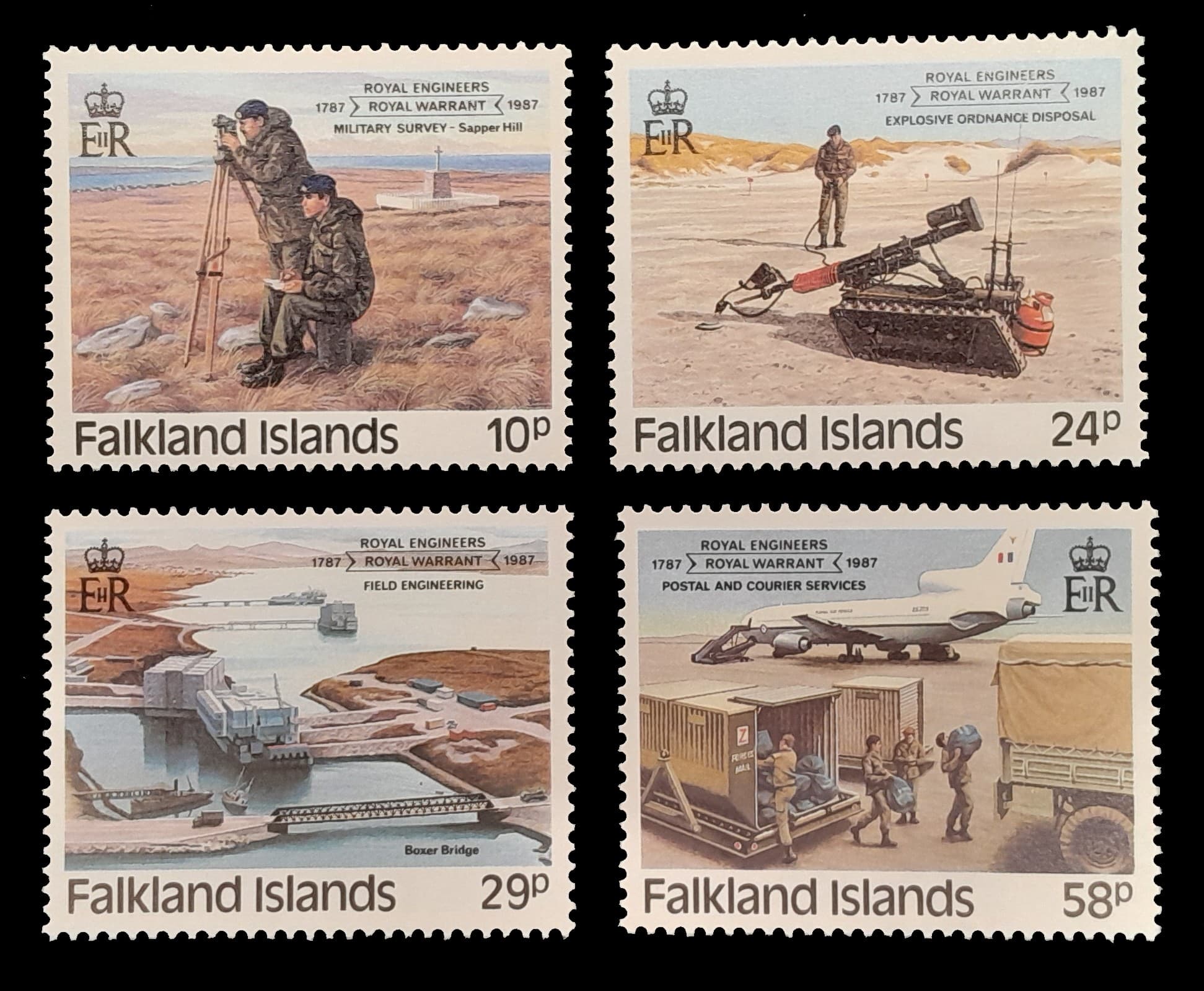 Islas Malvinas 1986 200 Años de la Escuela de Ingeniería Militar Nv. Yv. 472/75