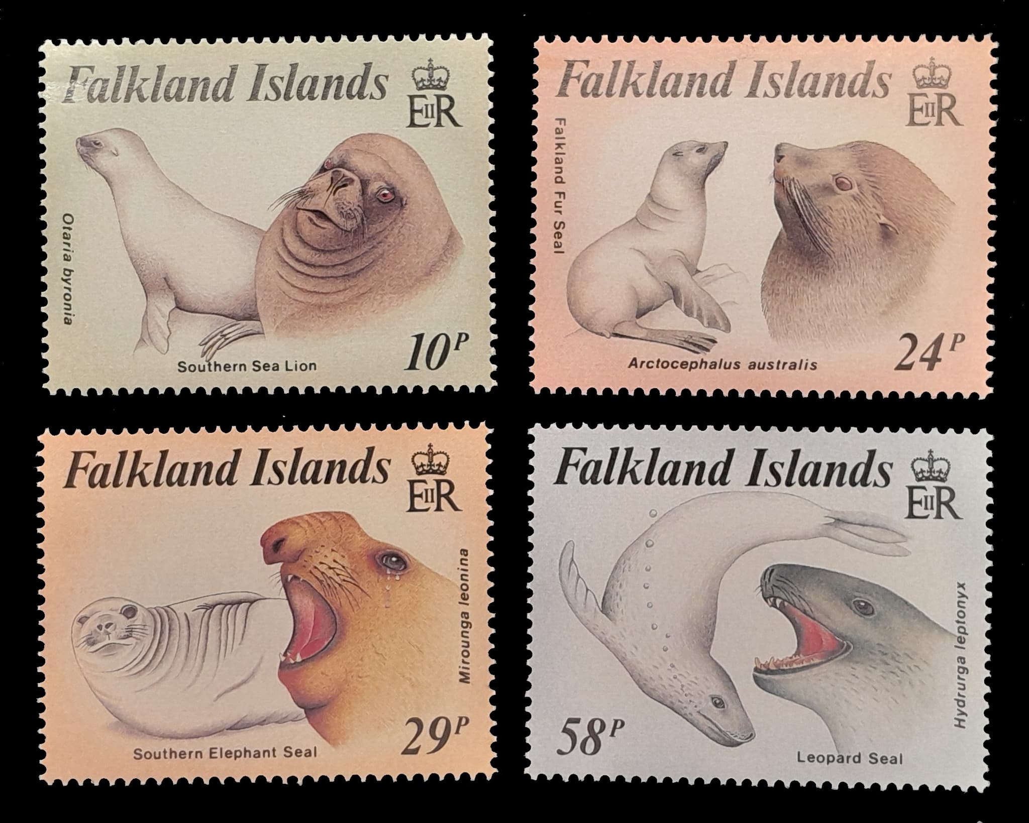 Islas Malvinas 1987 Fauna Mamíferos Marinos Nv. Yv. 476/79