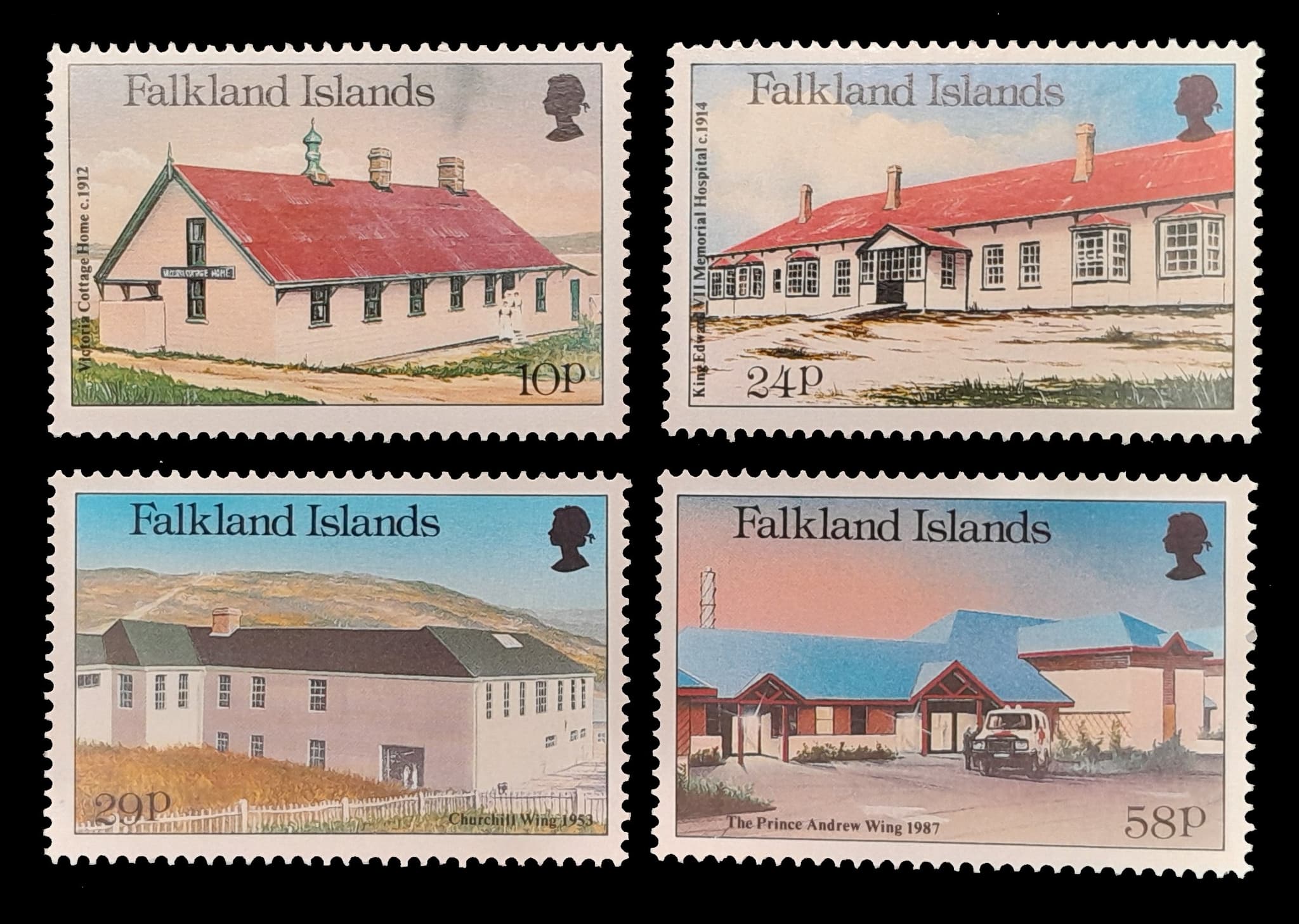 Islas malvinas 1987 Hospitales en las Islas Nv. Yv. 484/87
